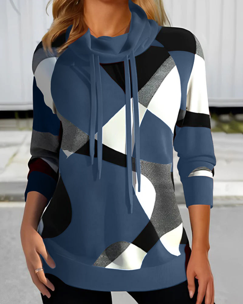 Clara | Pullover mit künstlerischem Druck und Kapuze