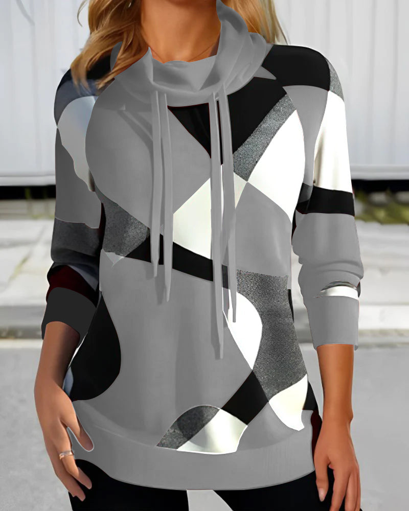 Clara | Pullover mit künstlerischem Druck und Kapuze