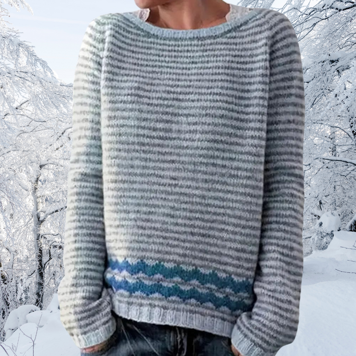 Daphne | Grau gestreifter Pullover