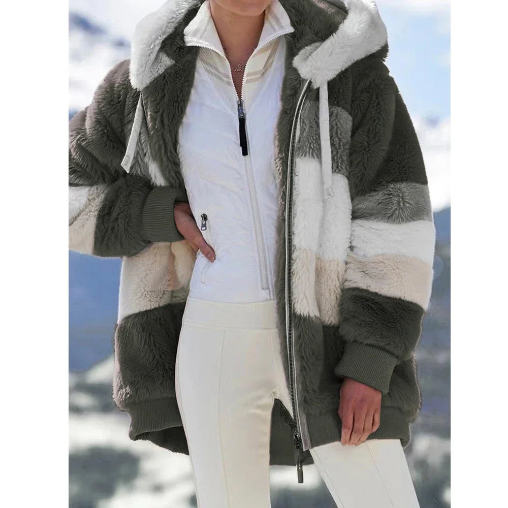 Hazel | Oversized-Jacke mit Kapuze, Taschen und Reißverschluss