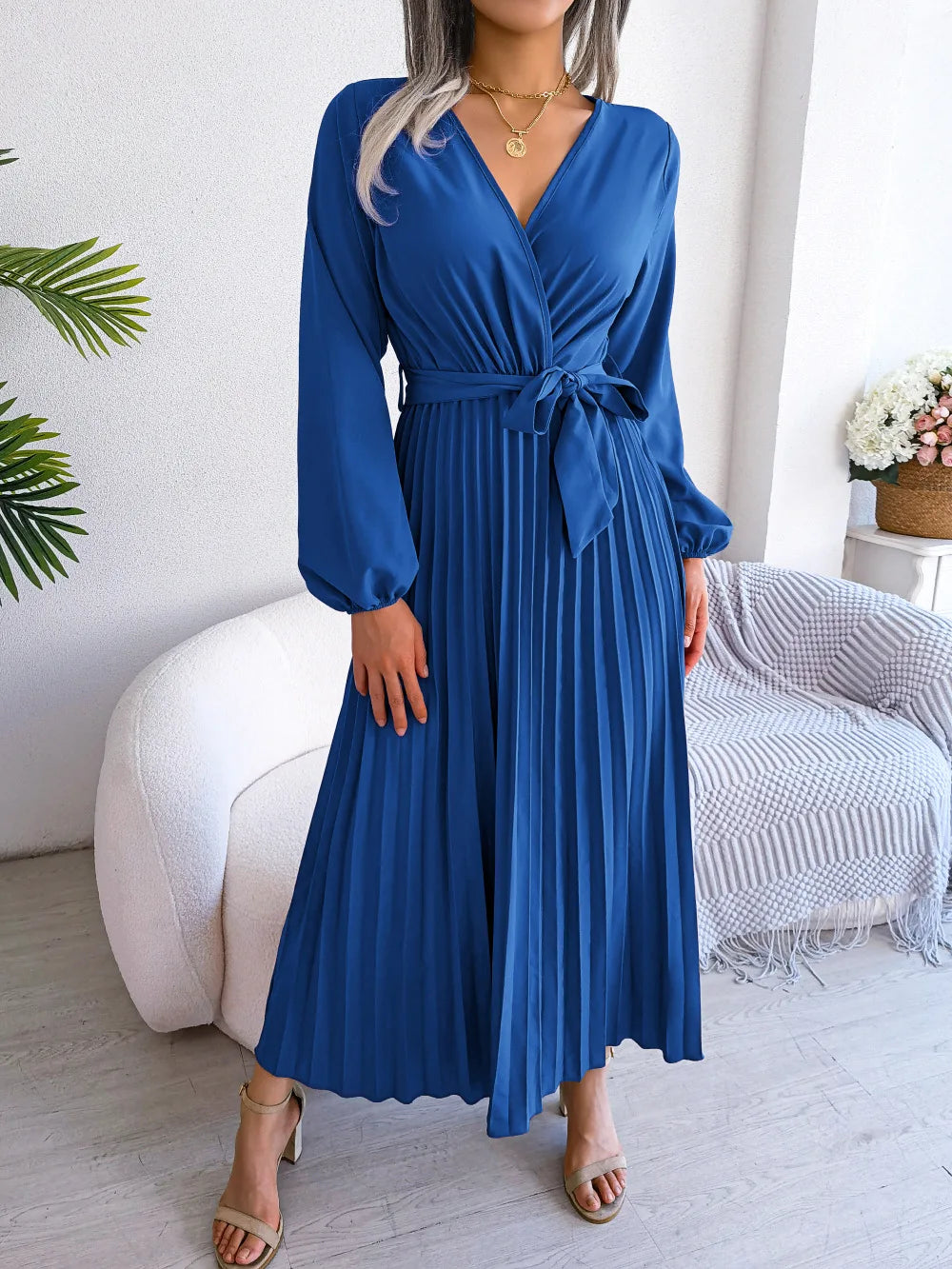 Marisol | Stilvolles, plissiertes Maxikleid