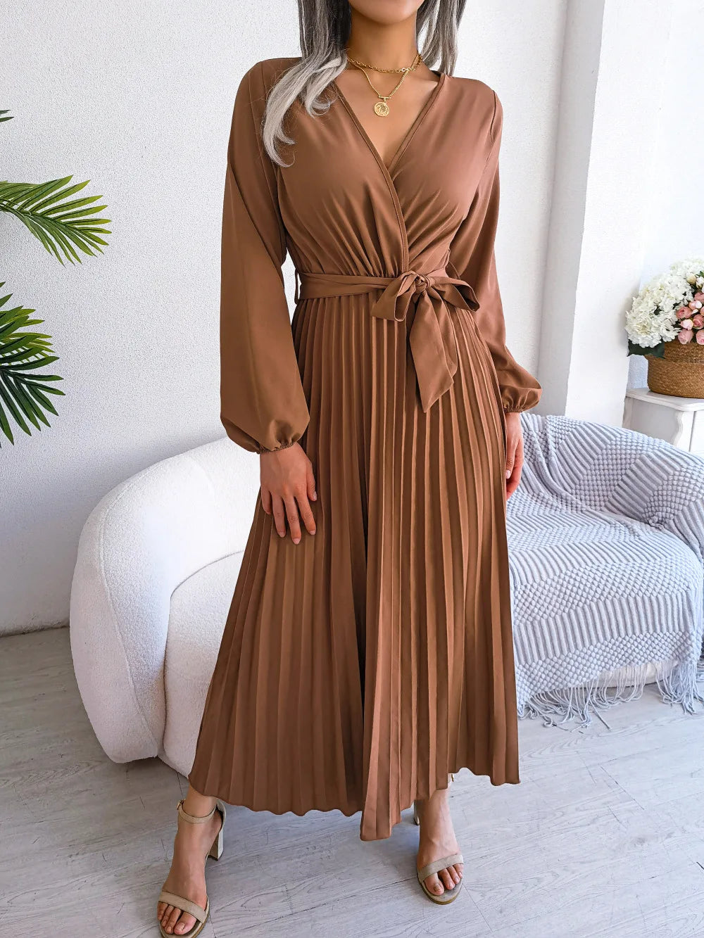 Marisol | Stilvolles, plissiertes Maxikleid