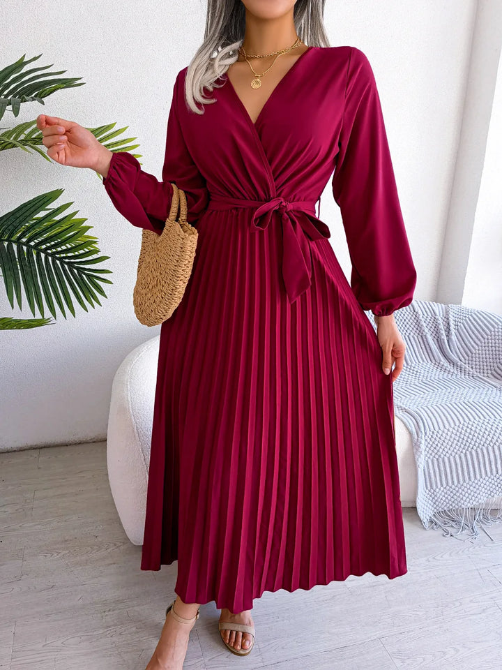 Marisol | Stilvolles, plissiertes Maxikleid