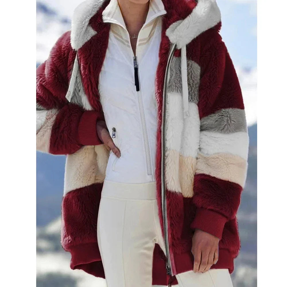 Hazel | Oversized-Jacke mit Kapuze, Taschen und Reißverschluss