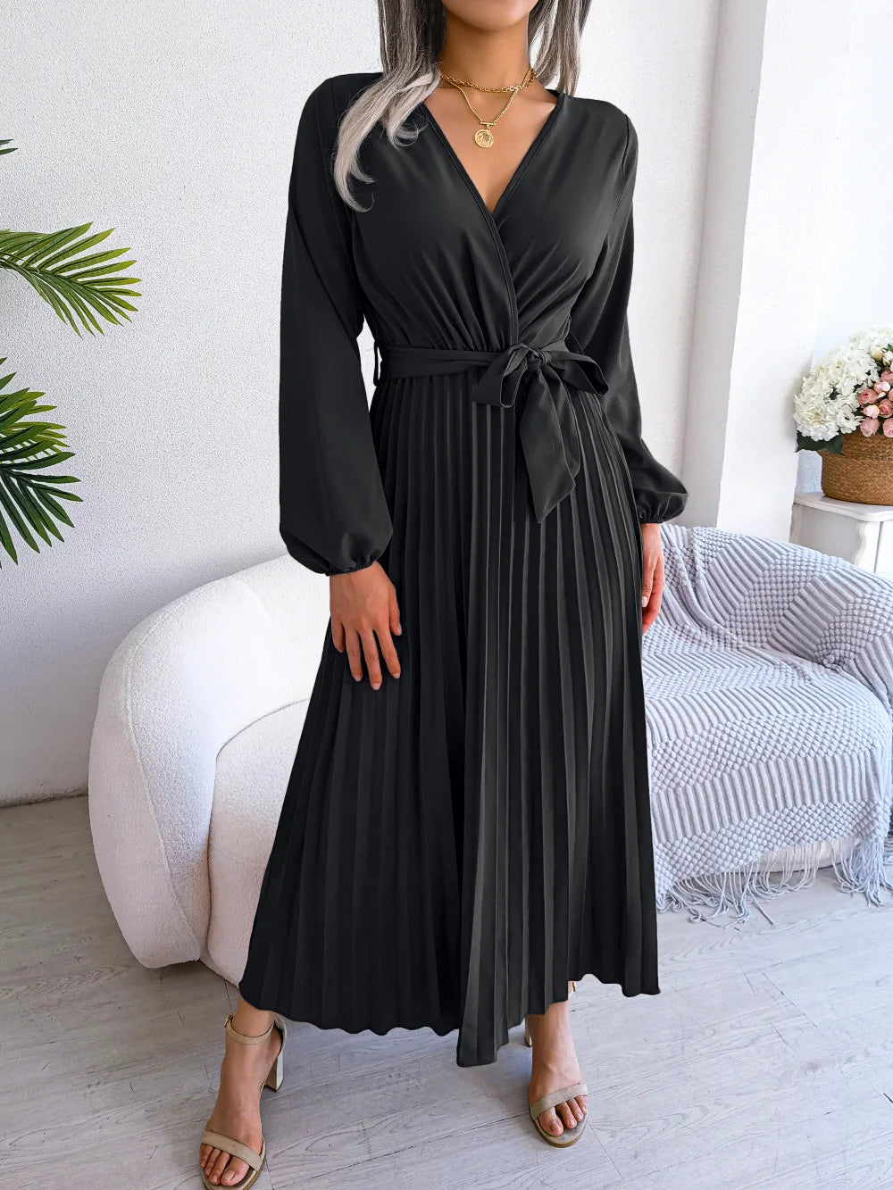 Marisol | Stilvolles, plissiertes Maxikleid