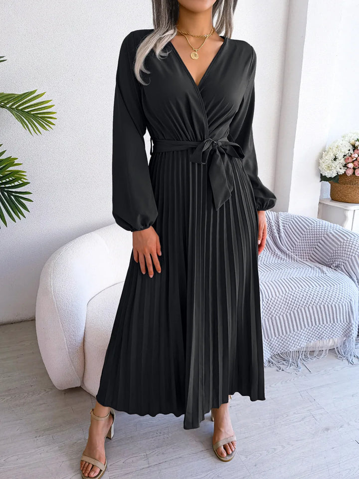 Marisol | Stilvolles, plissiertes Maxikleid