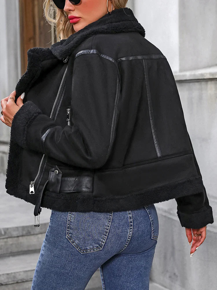Simone | Warme, weiche Bikerjacke