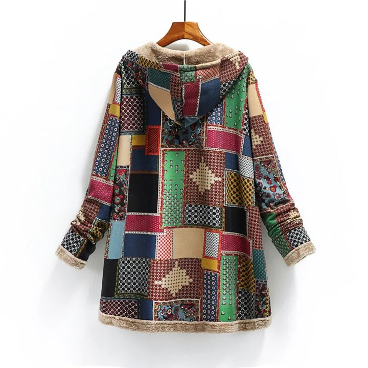 Ava | Vintage warme lange Jacke mit Kapuze