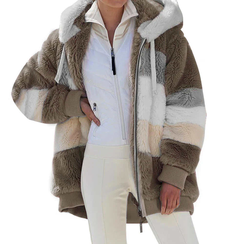 Hazel | Oversized-Jacke mit Kapuze, Taschen und Reißverschluss