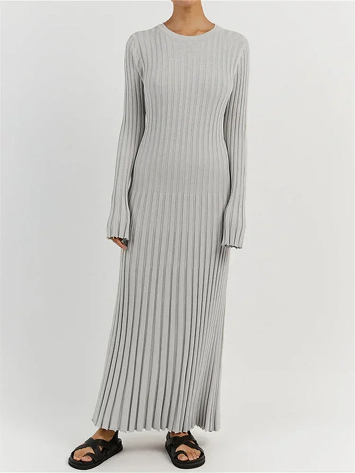 Caroline | Geripptes Maxikleid