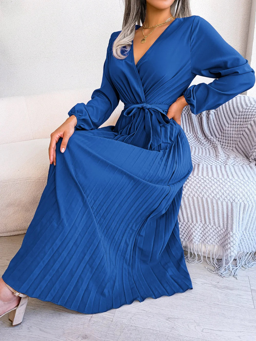 Marisol | Stilvolles, plissiertes Maxikleid