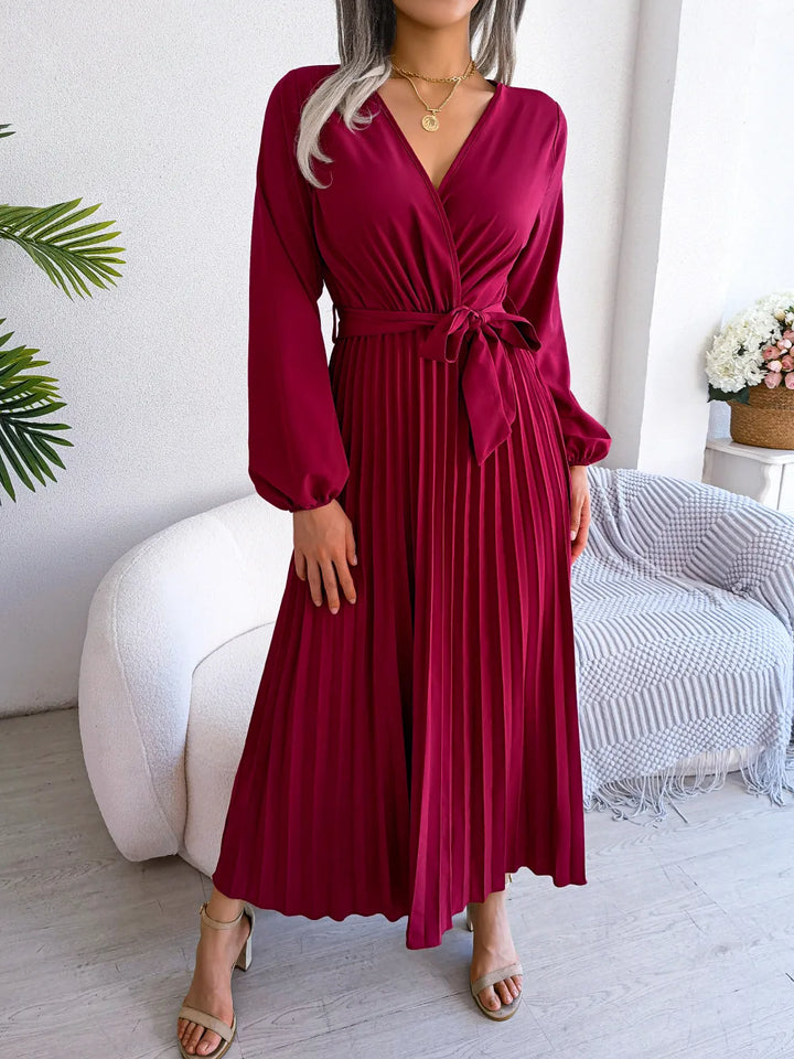 Marisol | Stilvolles, plissiertes Maxikleid