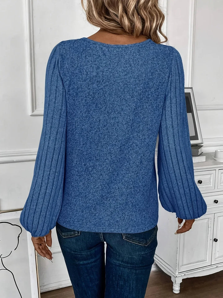 Peyton | Top mit Rippdetails an den Ärmeln