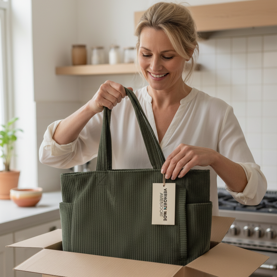 Tilda | Gerippte Tragetasche mit Kordeldetail