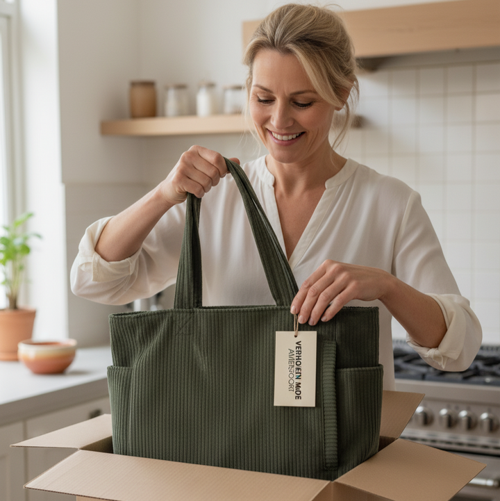Tilda | Gerippte Tragetasche mit Kordeldetail